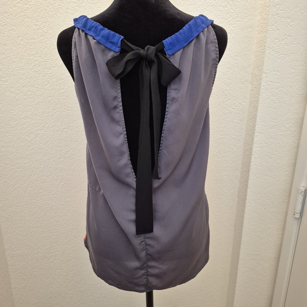 Blue and Orange Nomi Top with Black Tie Back
